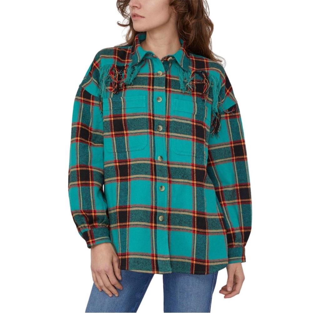 NEW MOTHER fringe benefits button down shirt in moonshine mornings Sz M‎